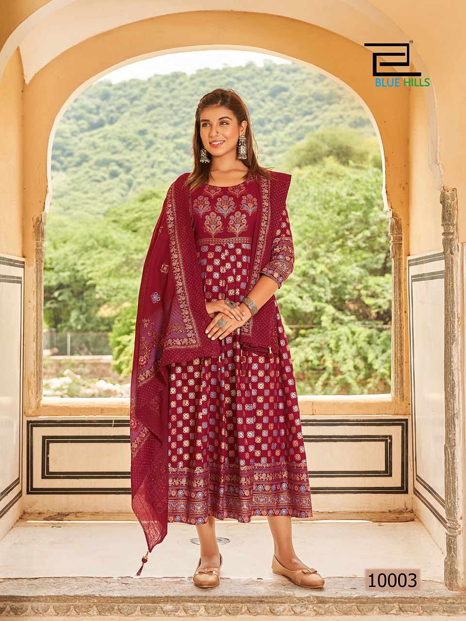  Manika mage hithe 10 Fancy Printed Festive Wear Rayon Long Anarkali Kurti Collection